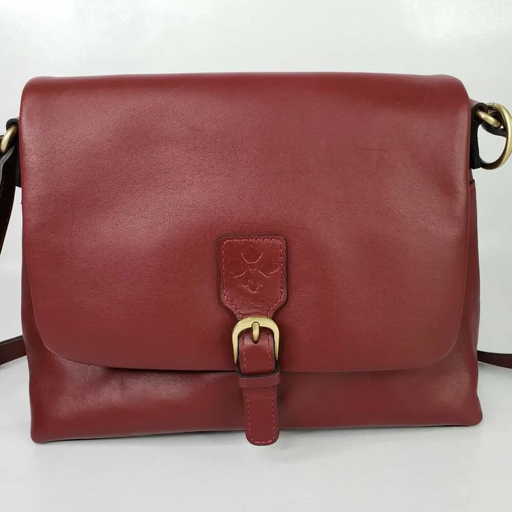 Patricia Nash Mili Purse Bag Leather Medium Flap Crossbody Red Boho Gold